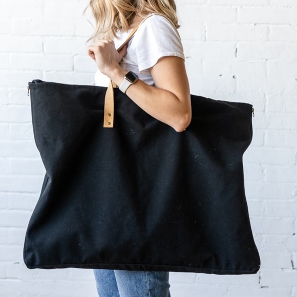 Portfolio Bag Black Canvas + Leather from The Crafter’s Box Ethically Made - Picture 4 of 14